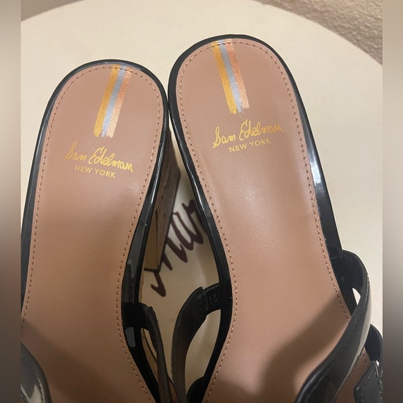 Sam Edelman Square Dev PU Upper Sandal Logo Strap Platform Women 7.5 NWOB - Picture 4 of 6